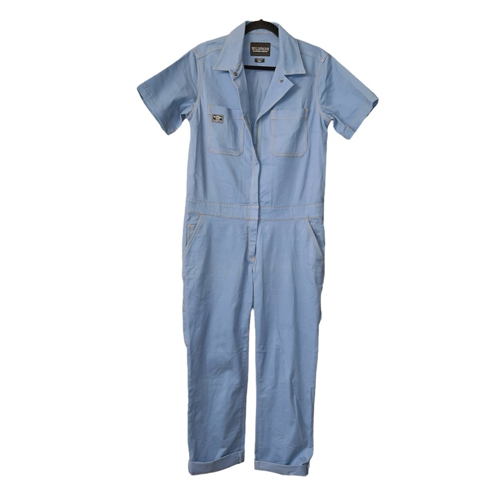 WildFang Essential Short Sleeve Blue Mechanic Coverall Jumpsuit Women Medium EUC